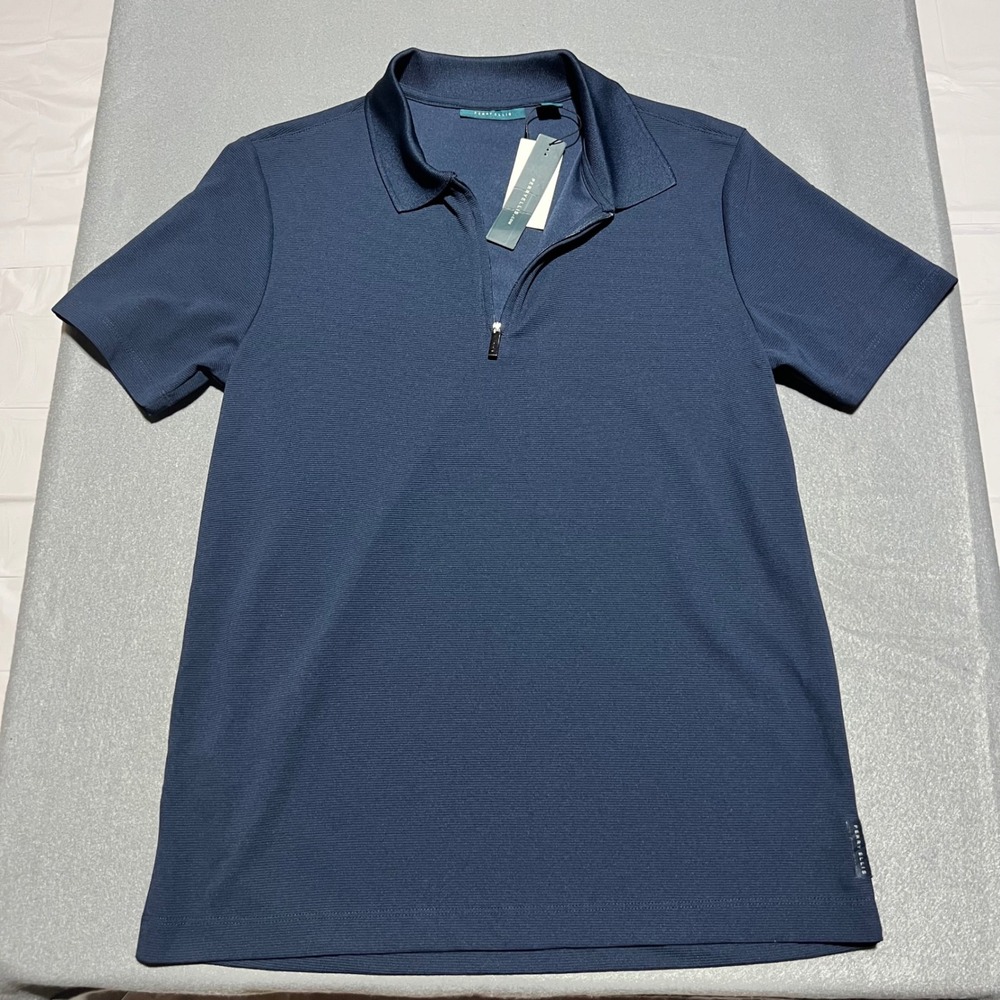 Perry Ellis Mens Dark Sapphire Blue Quarter Zip Polo Shirt 4DFK9012BC Small NEW